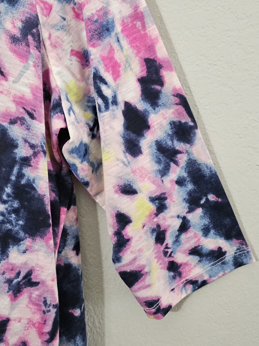 Onque Tie-Dye Open Front Kimono Multicolor Womens 2X Short Sleeve - Picture 4 of 9